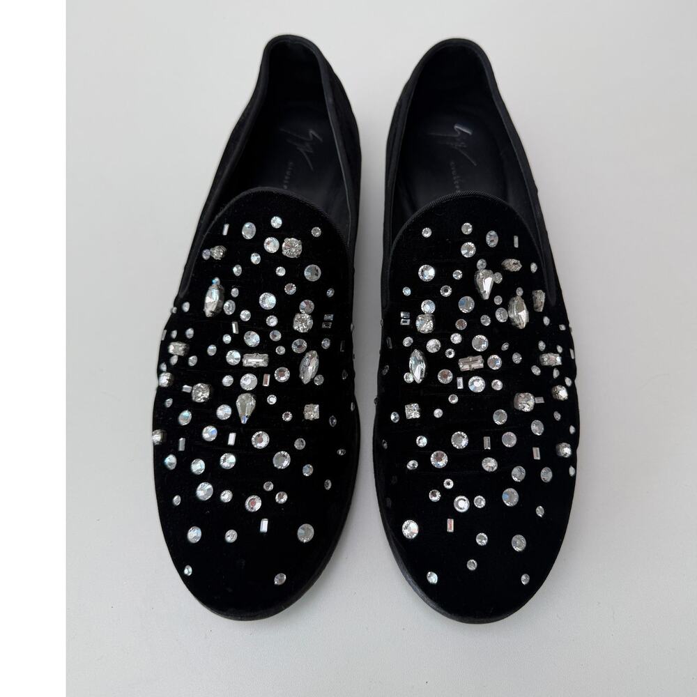 Giuseppe Zanotti Afelia Crystal Embellished Suede Loafers EU 43